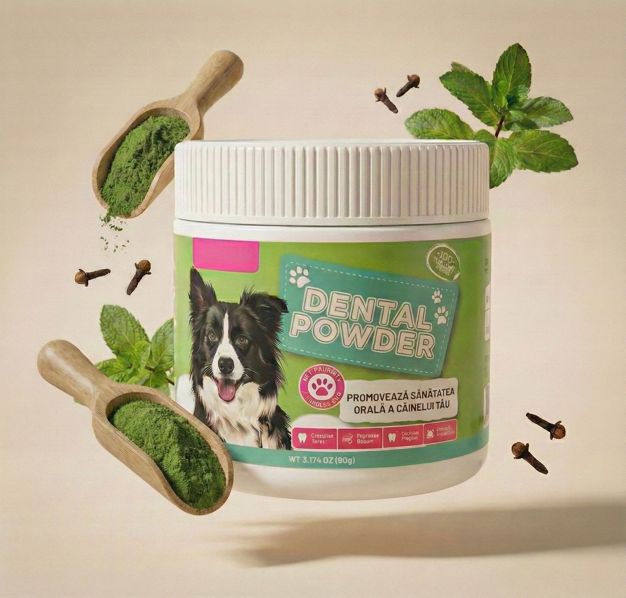 Pudră Dentară Câini Anti-Tartru cu Alge Marine și Probiotice